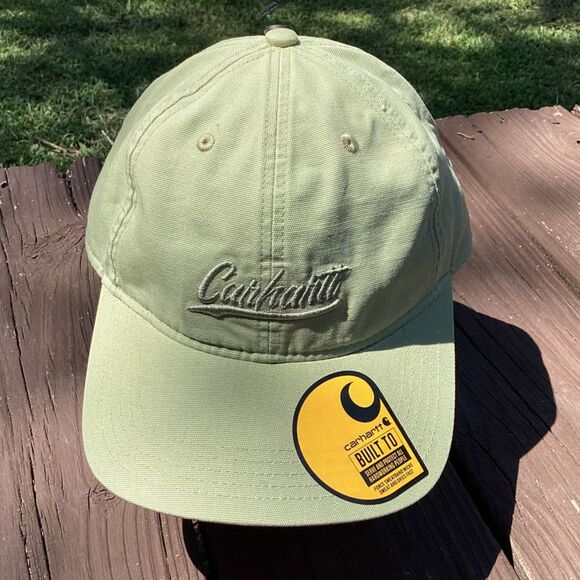 Carhartt Dad Hat Sage Green Strapback OSFM 100% Cotton NWT Logo Cap - Picture 1 of 6